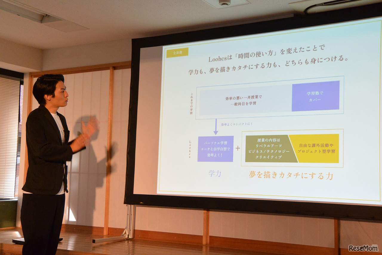 「Loohcs」開校記者発表会に登壇する斎木陽平氏