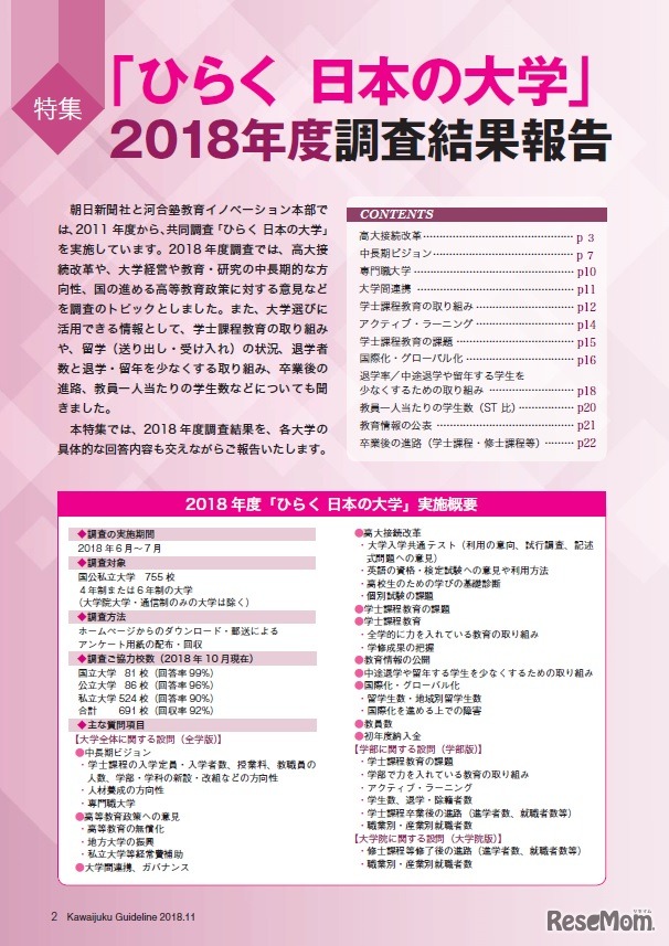「ひらく 日本の大学」2018年度調査結果報告