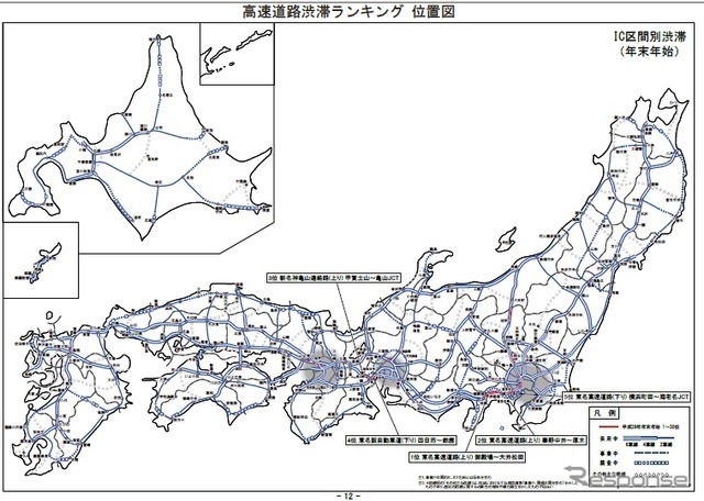 2017年年末年始の渋滞ランキング