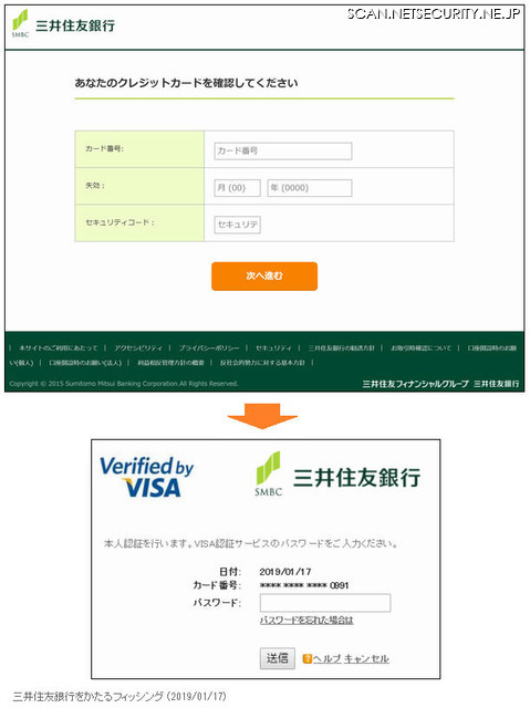 確認されたフィッシングサイト