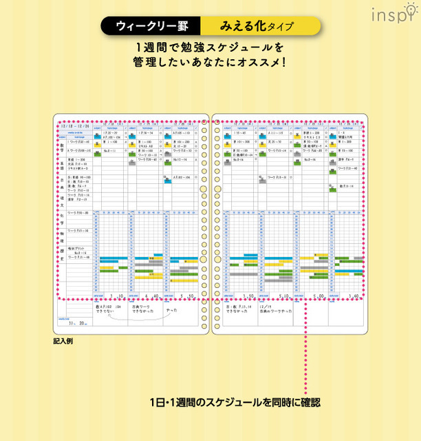 キャンパススタディプランナー「ウィークリー罫みえる化タイプ」