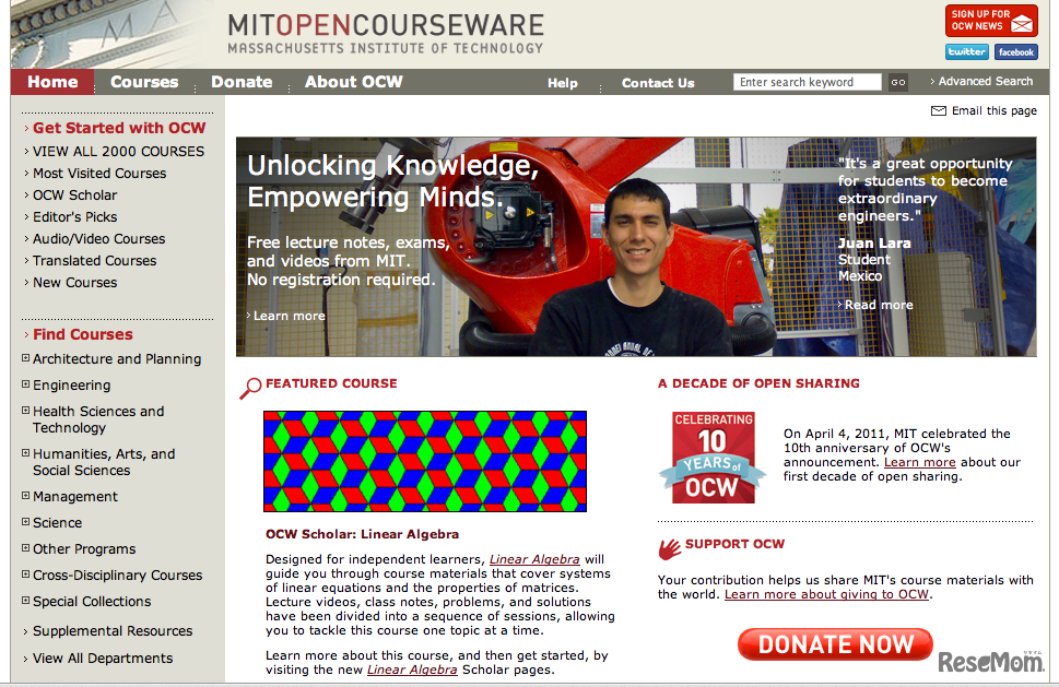 OpenCourseWare（OCW）