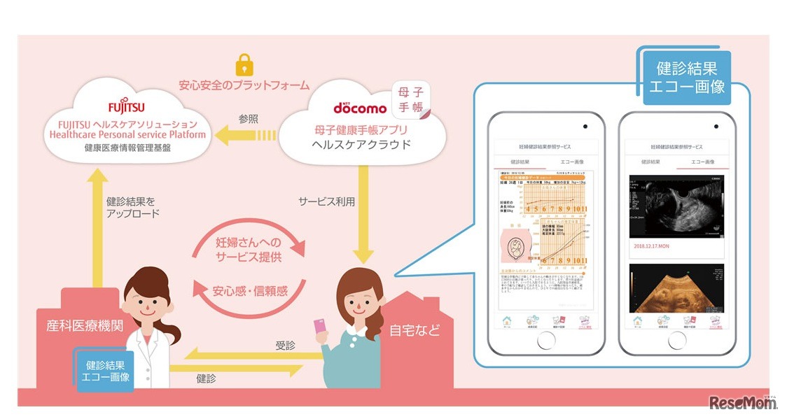 「妊婦健診 結果参照サービス」の仕組み（イメージ）