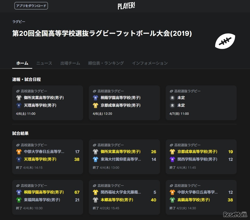 第20回全国高等学校選抜ラグビーフットボール大会（2019）