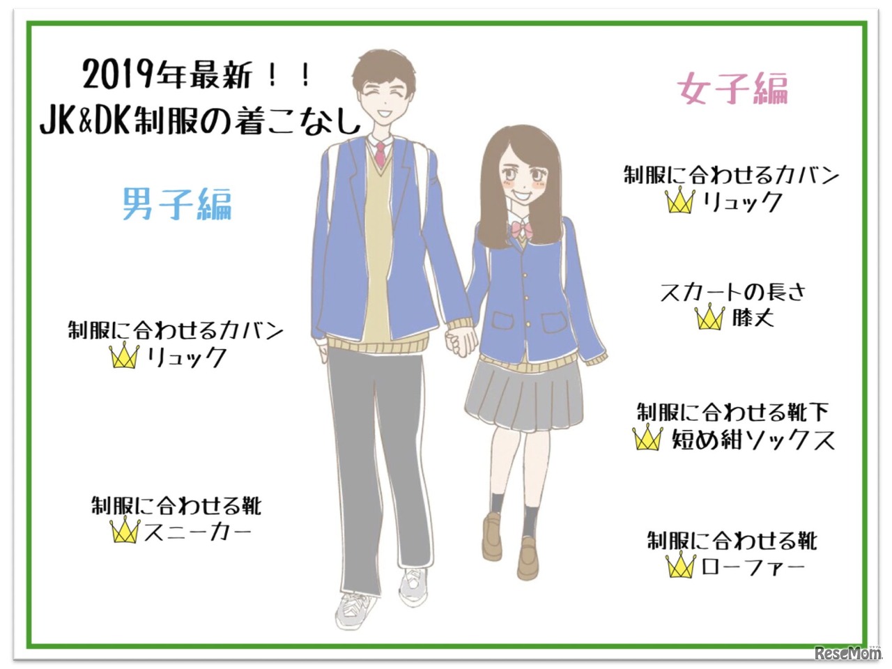 2019年最新版女子高生＆男子高生の制服の着こなし