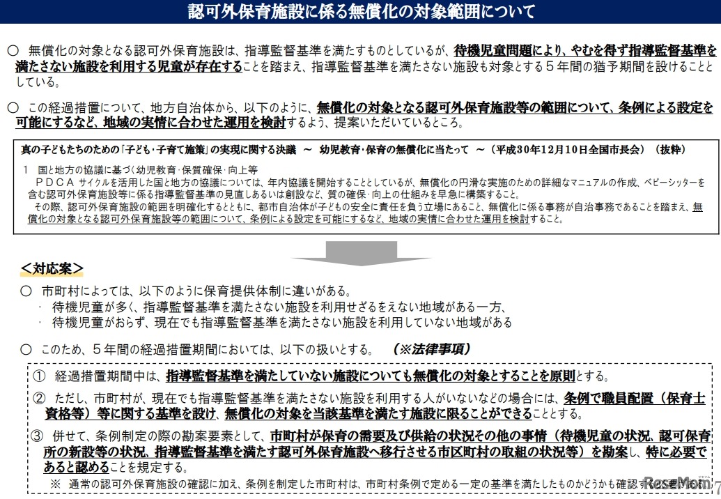 認可外保育施設に係る無償化の対象範囲について