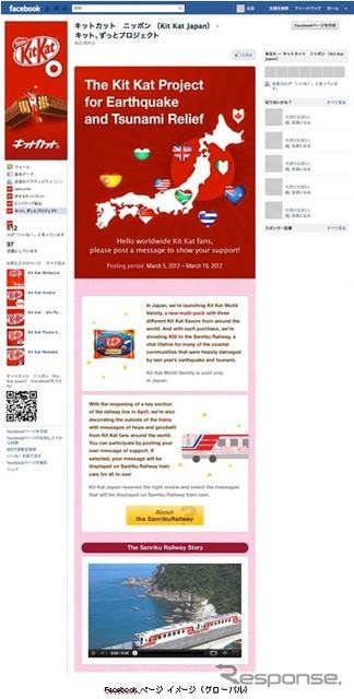 Facebook上で、東北・三陸鉄道への応援メッセージを募集する