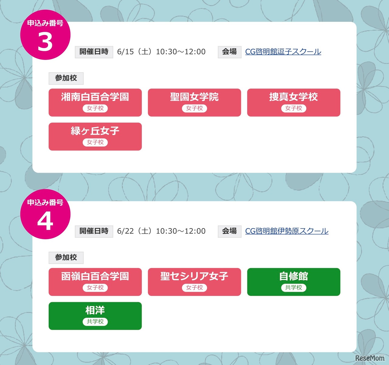 開催スケジュール（一部）