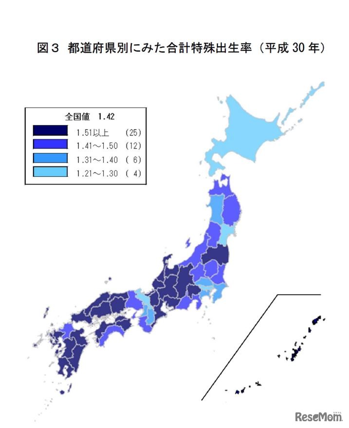 都道府県別にみた合計特殊出生率