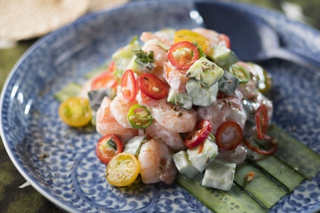 海老ときゅうりのサラダ クミンヨーグルトドレッシング☆