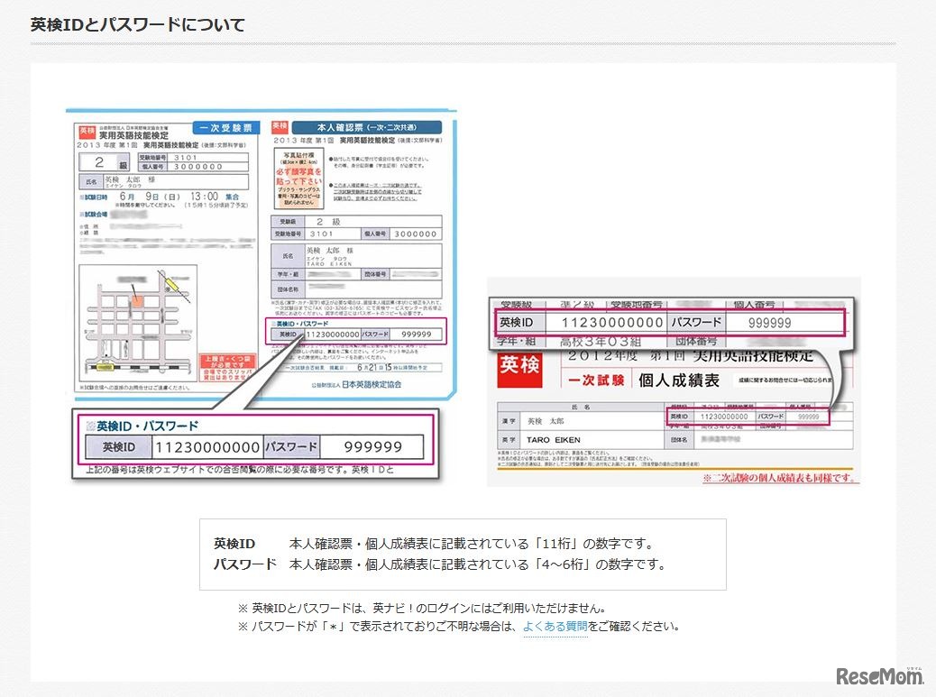 英検IDとパスワード