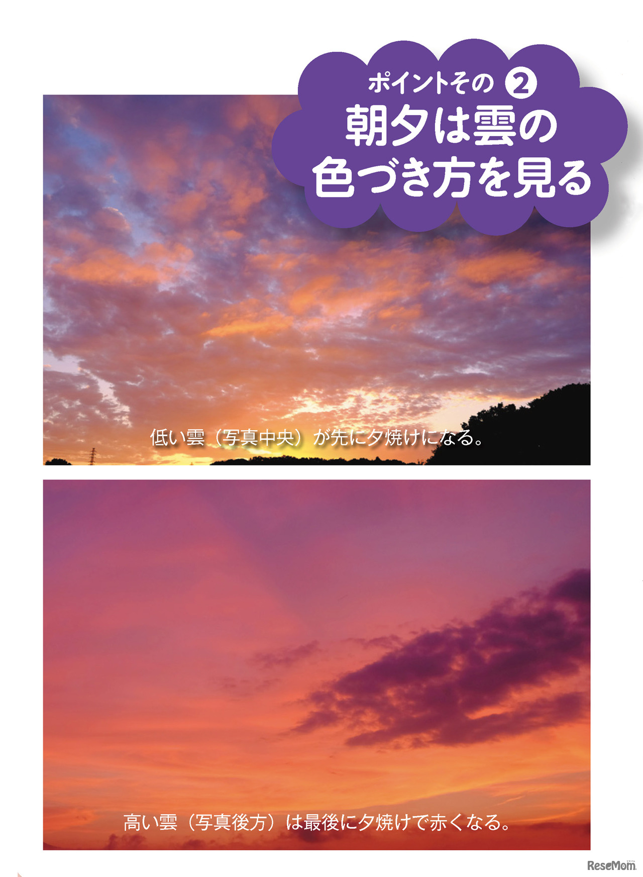 ポイントその2．朝夕は雲の色づき方を見る（写真・文／武田康男）