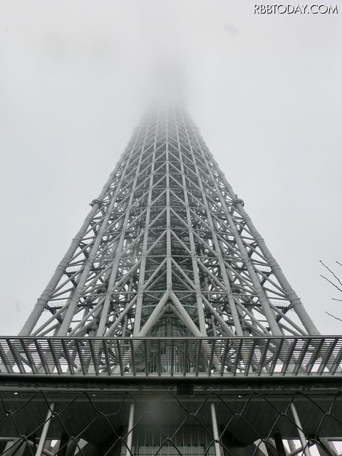 至近距離から見ても、上部はかすんで見えなかった