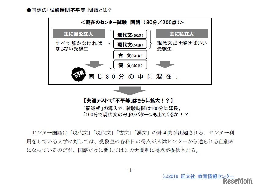 国語の「試験時間不平等」問題とは？