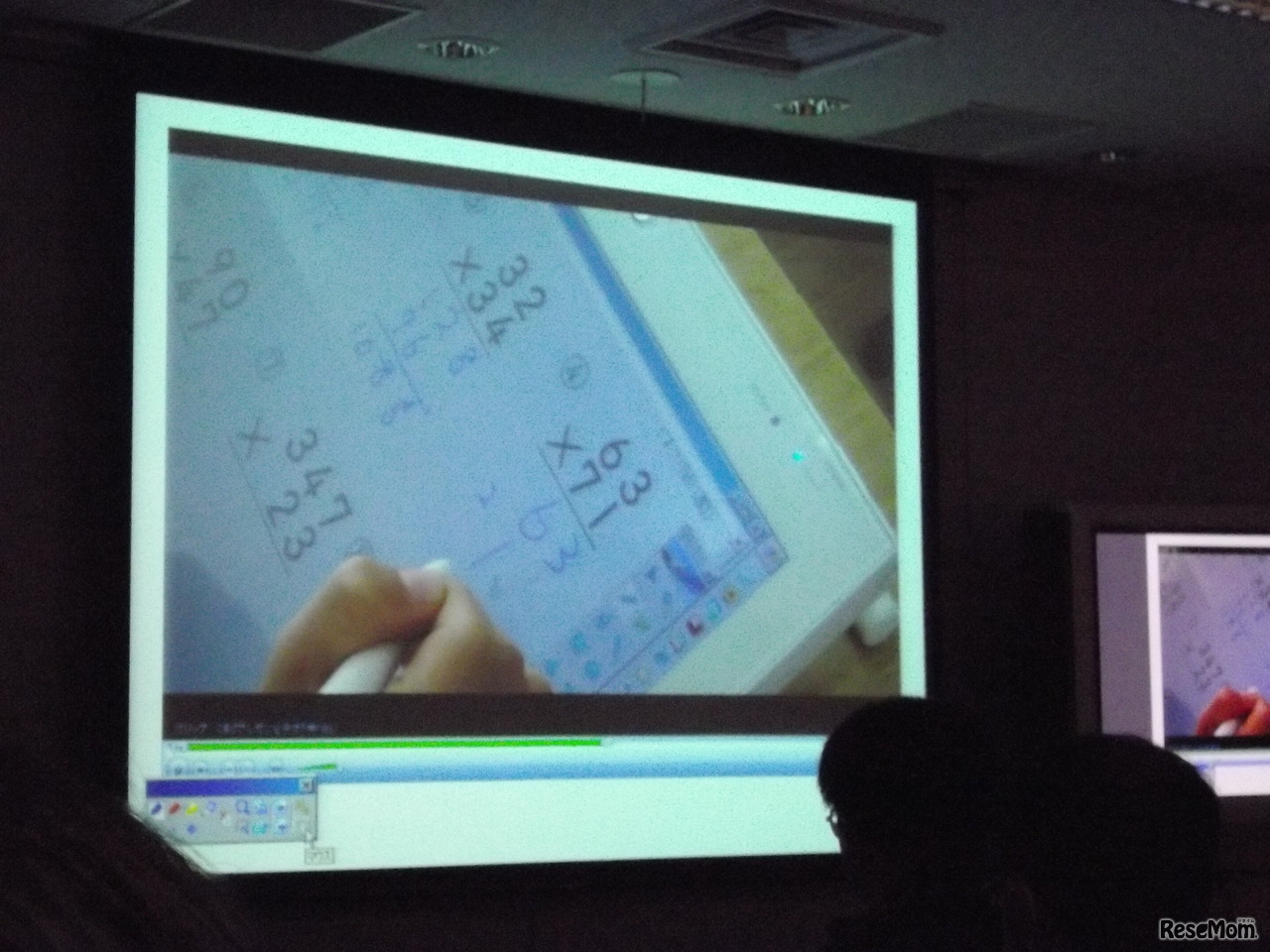 朝来市山口小学校、タブレットでの筆算