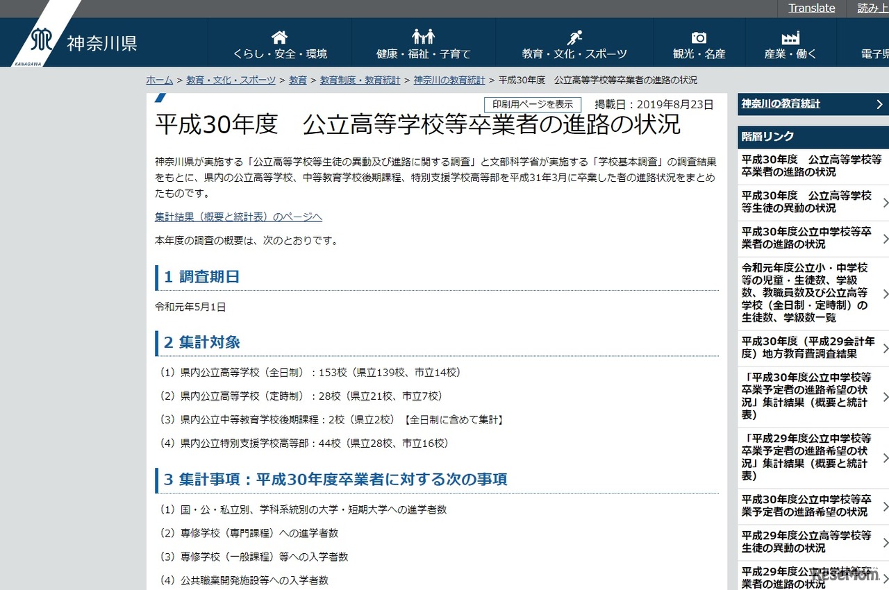 平成30年度公立高等学校等卒業者の進路の状況