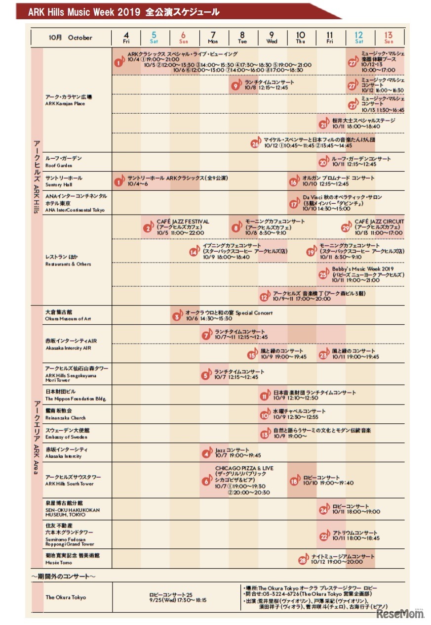 「ARK Hills Music Week 2019」全公演スケジュール