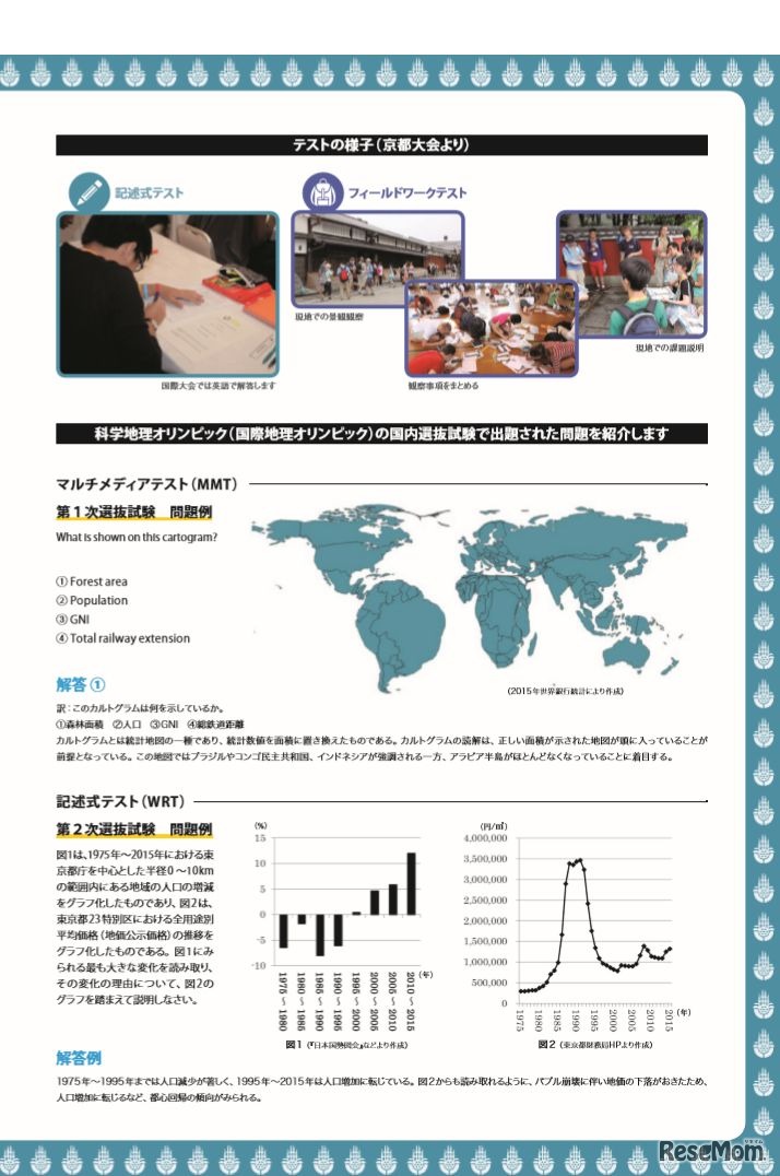 テストのようすや問題例