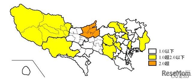 東京都のインフルエンザ流行分布マップ