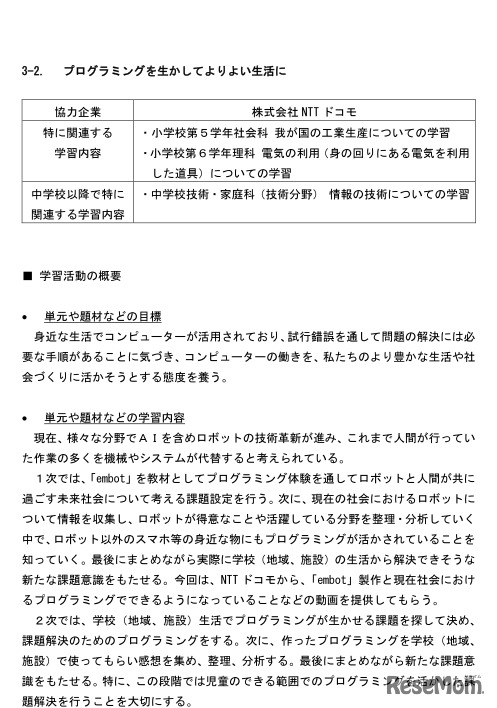 指導案「プログラミングを生かしてよりよい生活に」一部
