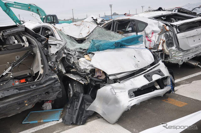 仙台新港にあるトヨタのモータープール（2011年5月）