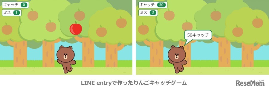 LINE entryで作ったりんごキャッチゲーム