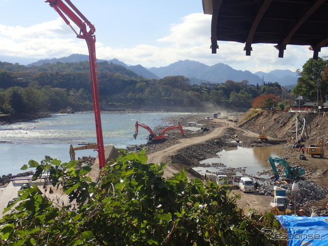 しなの鉄道から示された復旧工事の進捗状況。