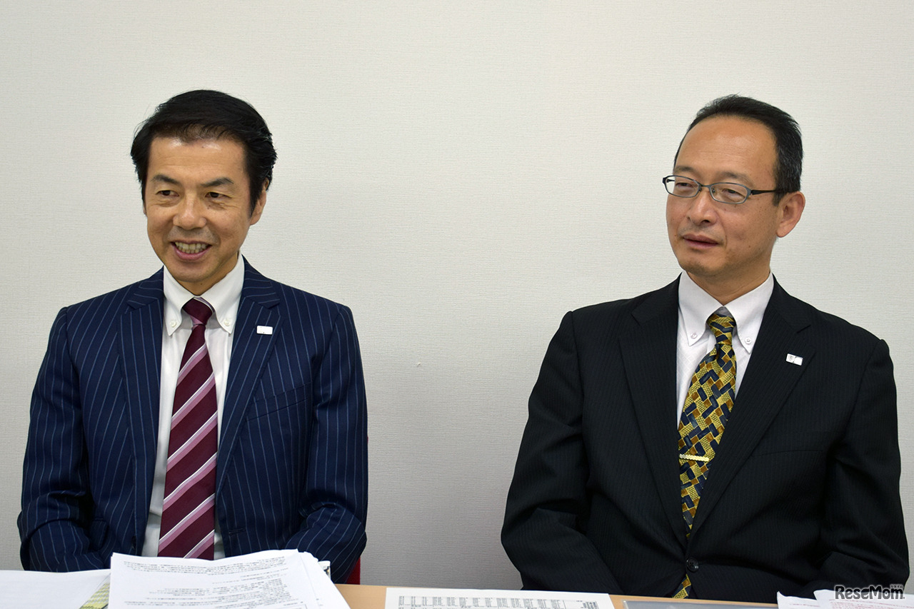 ナガセ 常務執行役員 広報部長の市村秀二氏（左）とコンテンツ本部 教務制作部部長の島田研児氏（右）
