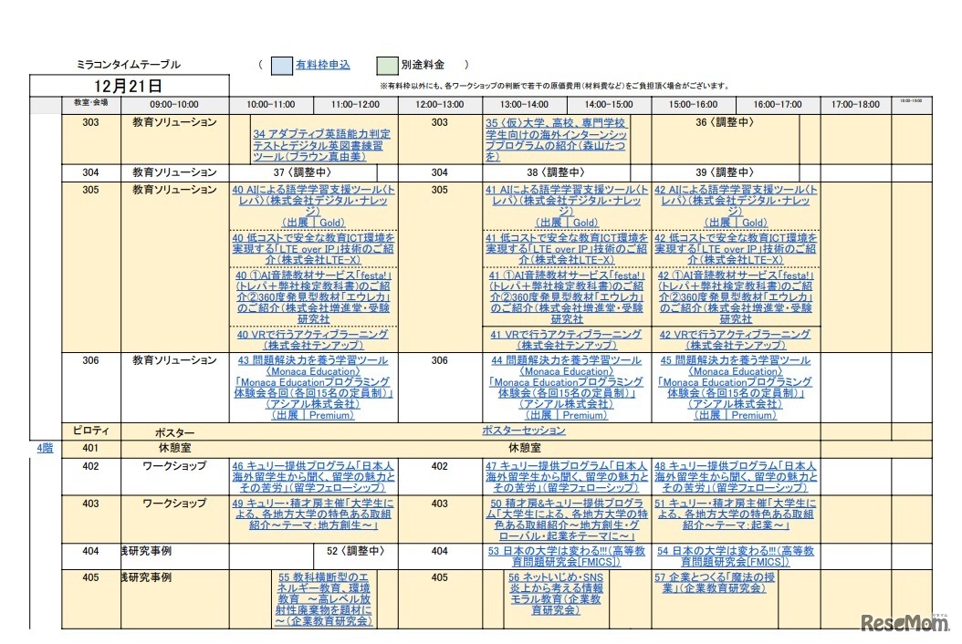 12/21ミラコンタイムテーブル