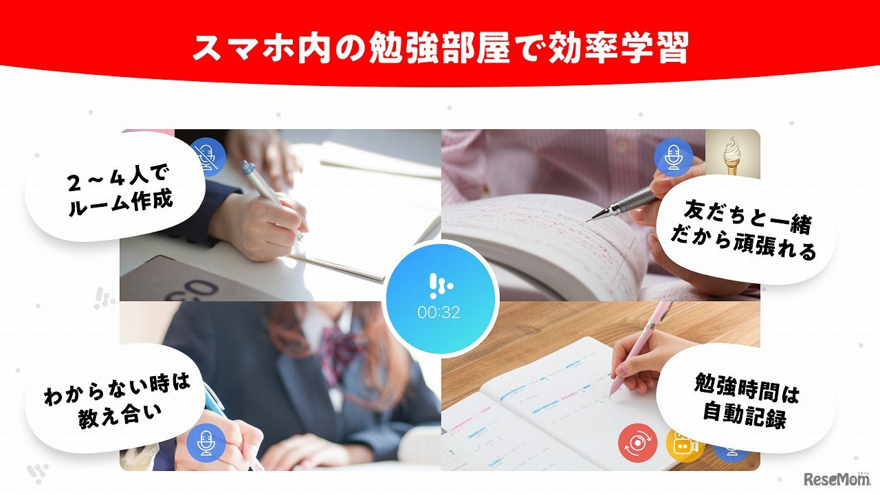一緒に勉強したい人と「勉強部屋」を作成