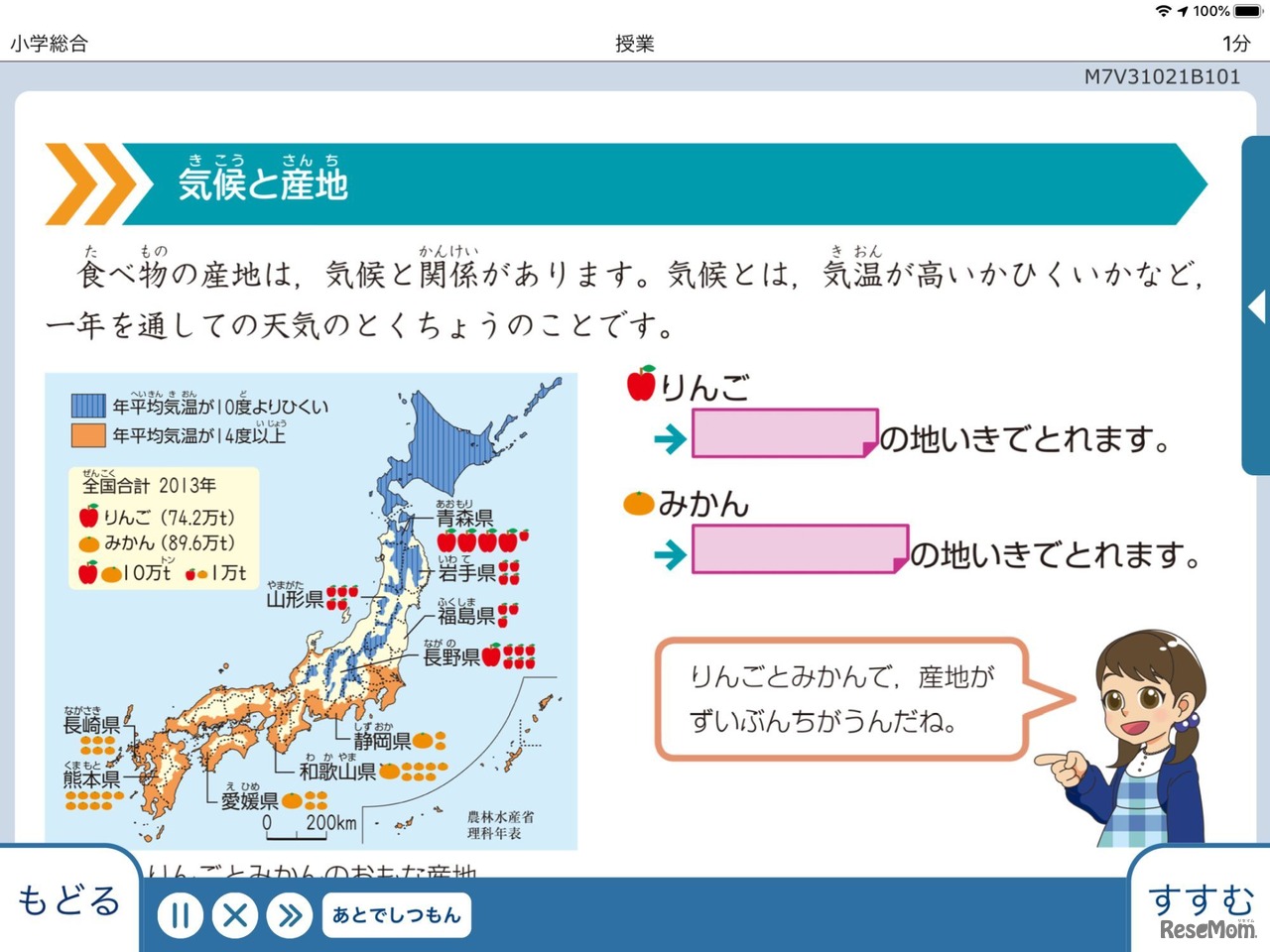 小学3年生の総合学習「食べ物の産地にくわしくなろう」