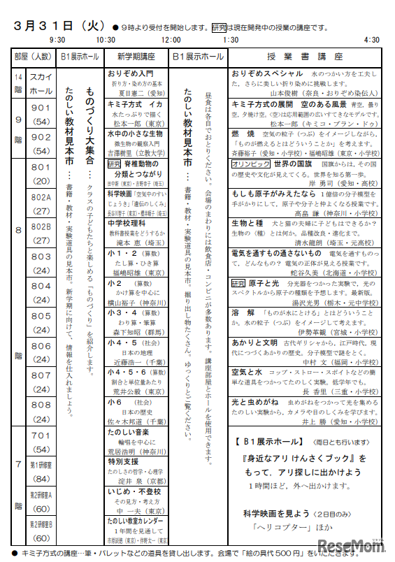 2020年東日本たのしい授業フェスティバルタイムテーブル2日目
