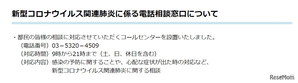 新型コロナウイルス関連肺炎に係る電話相談窓口について