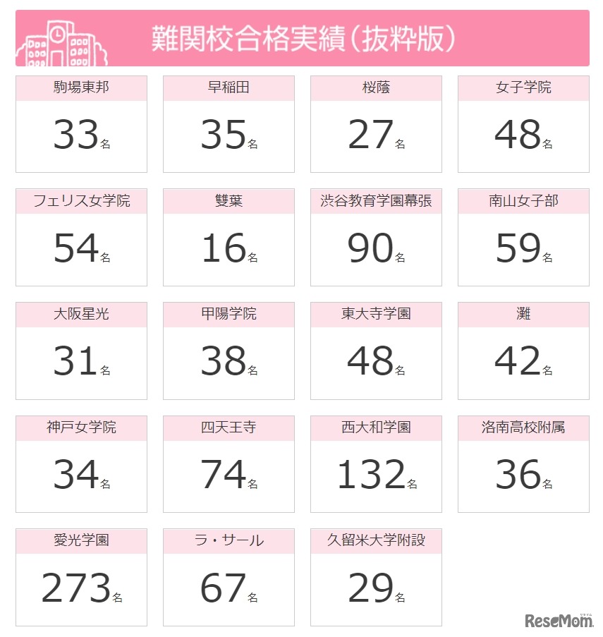 難関校合格実績（抜粋版）