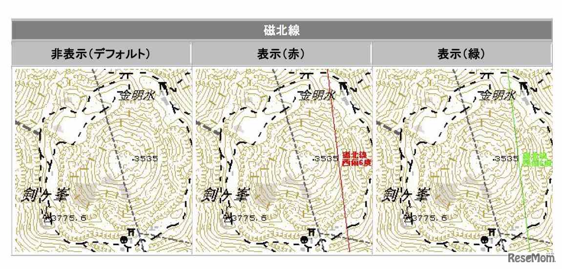 オンデマンド地形図（磁北線表示・非表示）