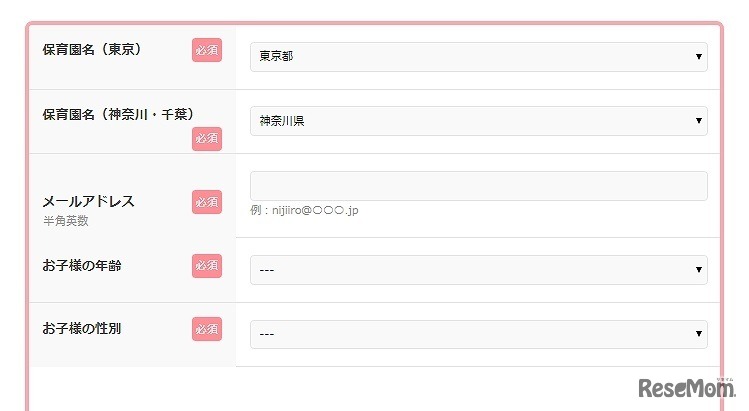 入力フォームのイメージ