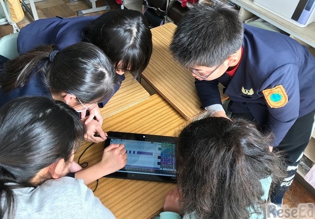 静岡県浜松市立北浜北小学校での「ボーカロイド教育版」を活用した授業のようす