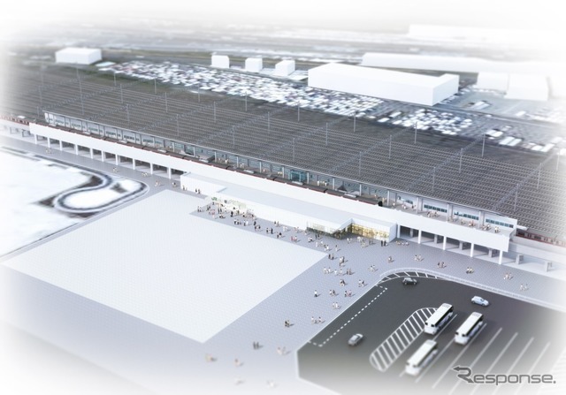 イオンモール幕張新都心前に設置される新駅のイメージ。