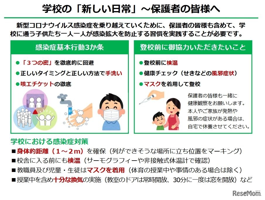 学校の「新しい日常」～保護者の皆様へ