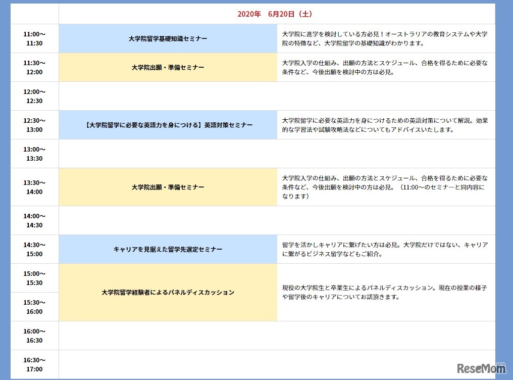 6月20日のタイムテーブル