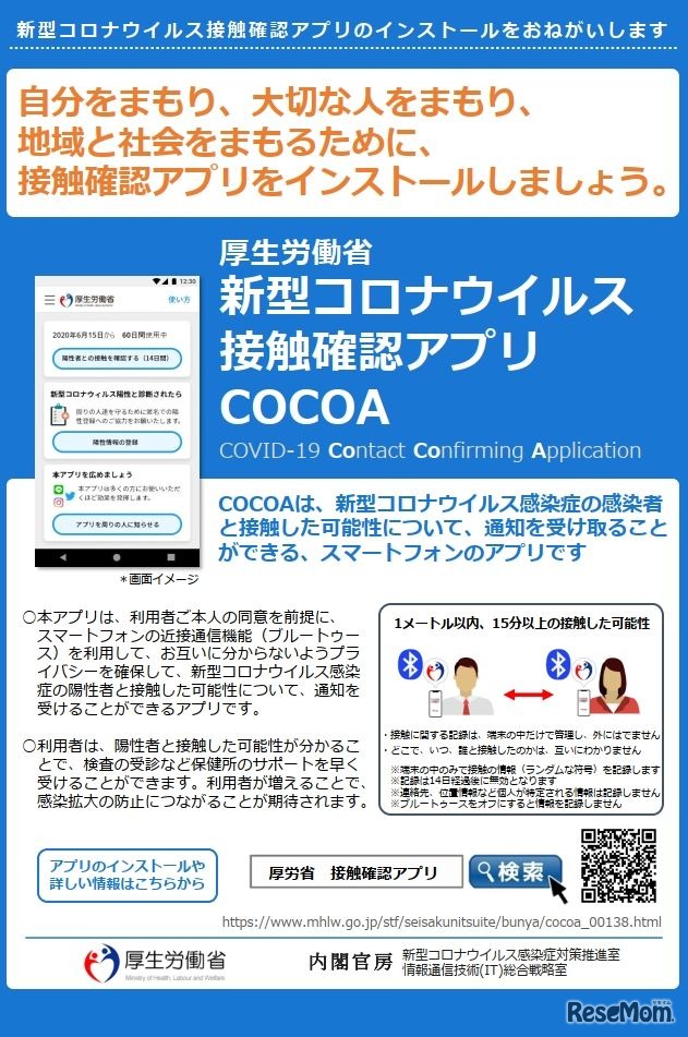 新型コロナウイルス接触確認アプリ「COCOA」
