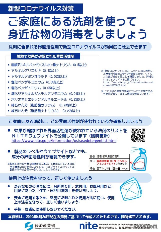 界面活性剤を使った消毒方法