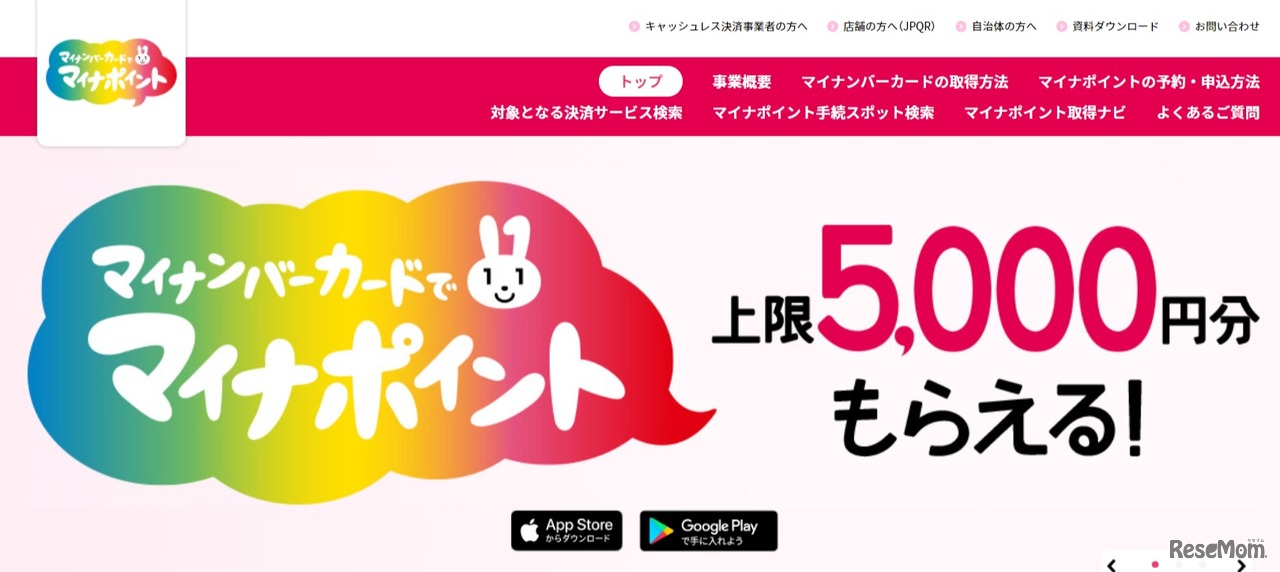 マイナンバーカードでマイナポイントWebサイト