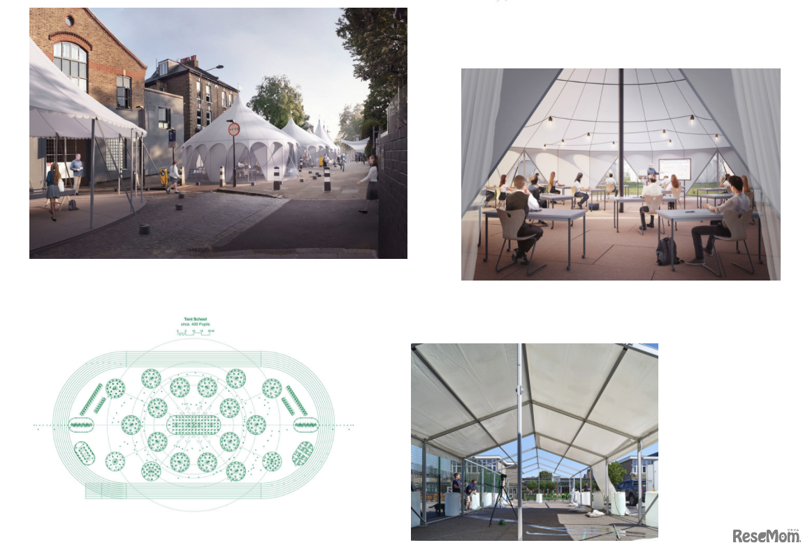 英建築デザイン事務所が発表した研究「Pop-Up Schools for Socially Distanced Learning」
