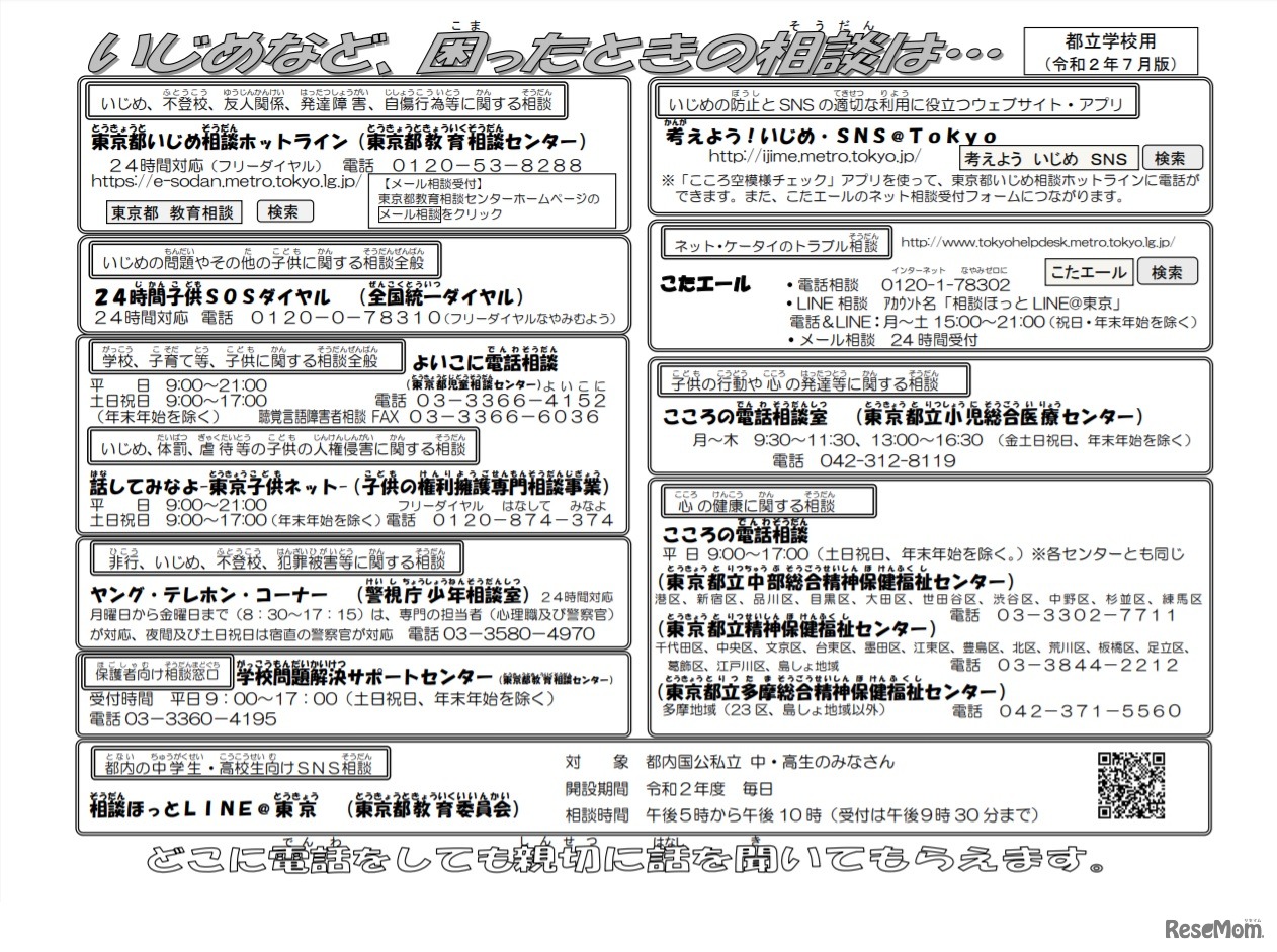 相談窓口連絡先一覧