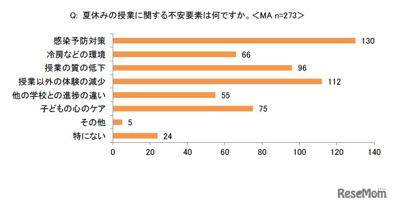 夏休みの授業に関する不安要素