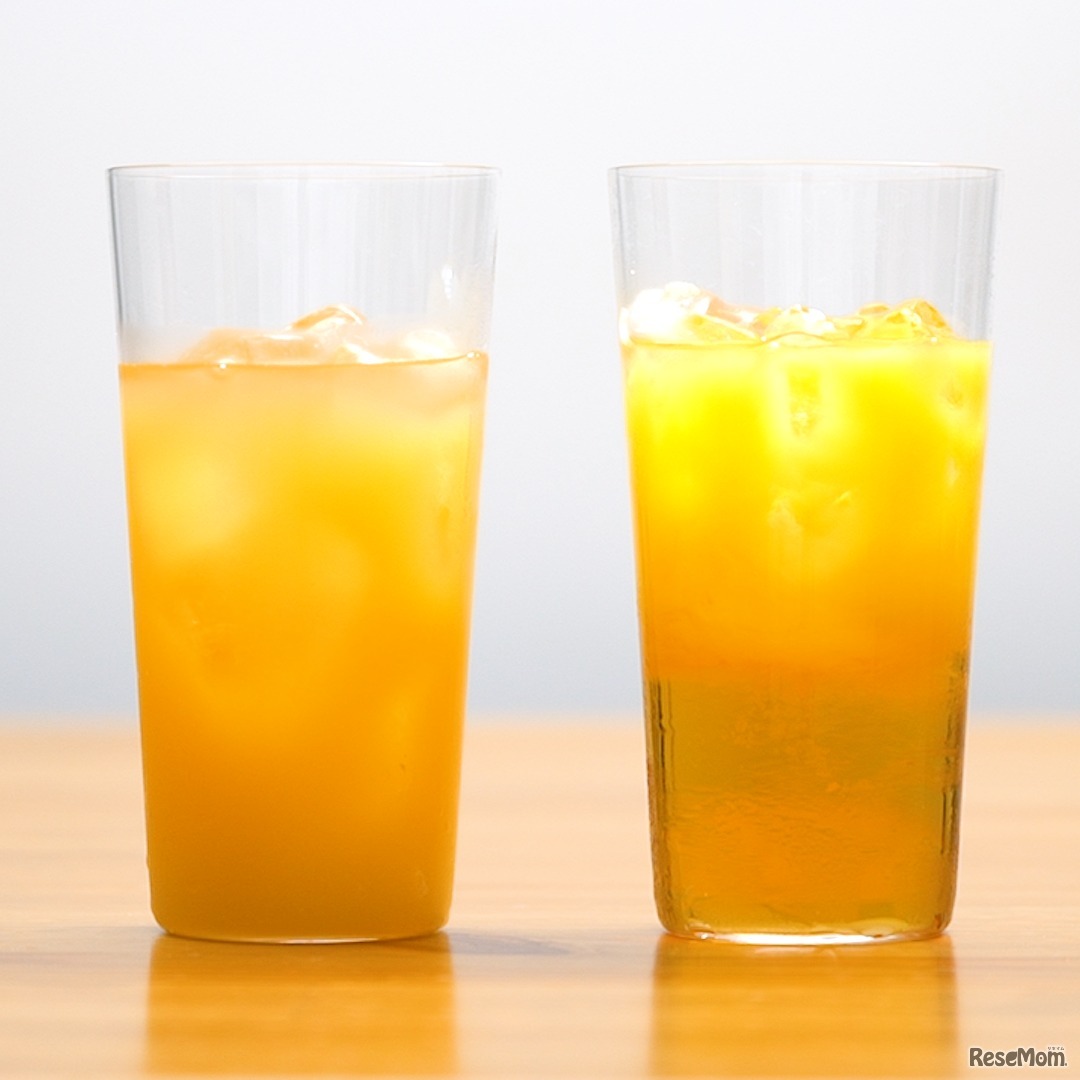 “比重”の実験 二層に分かれるドリンク