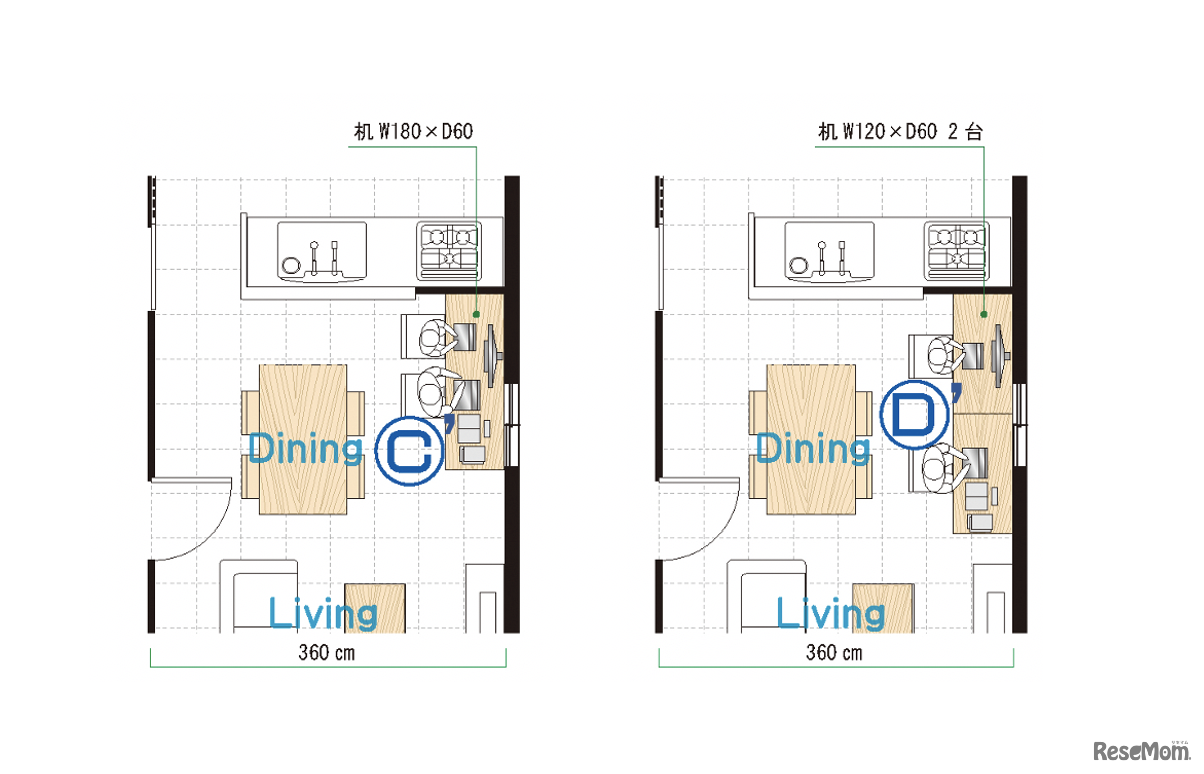 液晶モニターをリビングに1台設置し、家族それぞれがノートパソコンを所有することで、リビングの煩雑さを解消できる