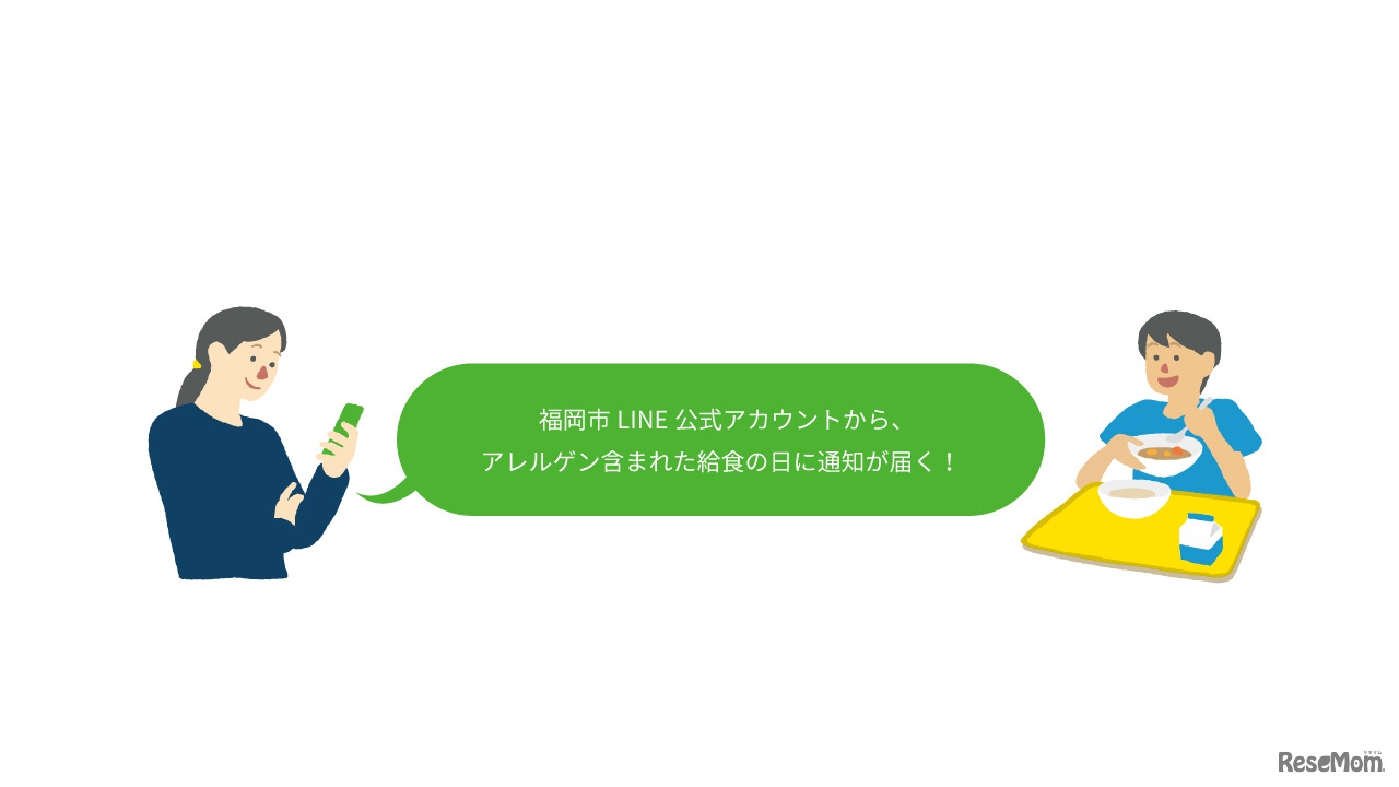 福岡市LINE公式アカウント「あんしん給食管理」機能