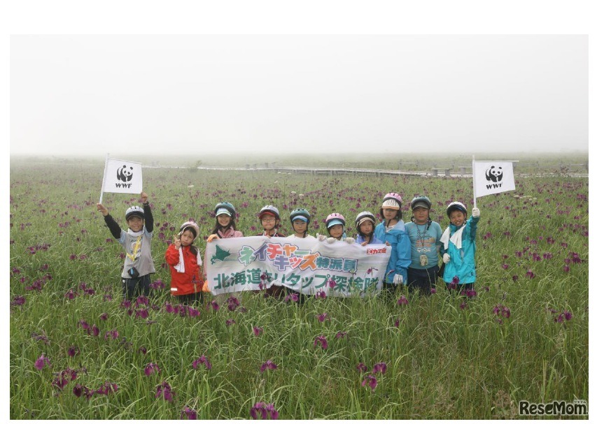 前回の「ネイチャーキッズ特派員」の活動の様子（北海道東部・霧多布湿原にて）